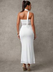 MaterniChic Maternity 2pcs Set: Solid Color Adjustable Waist Bandeau Top And Fish Tail Hem Skirt