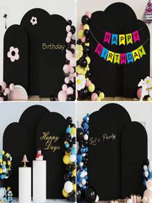 SHEIN 1Pc 65*150Cm/80*180Cm/100*200Cm/120*220Cm Black Arch Background Fabric Arch Cover, Double-Sided Lycra Stretch Fabric Arch Background, Suitable For Wedding And Birthday Party Arch Decoration (Arches Not Included, Only Fabric Background)