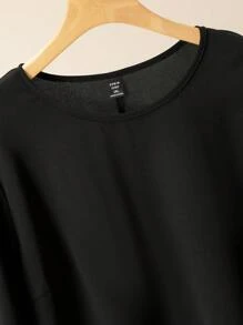 Lacomfia Elegancki styl okrągły dekolt haftowana siateczka patchwork duży rozmiar 2 częściowy zestaw