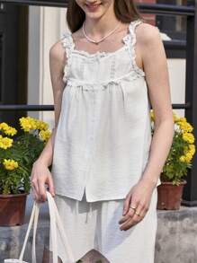 Jouncy 2pcs Women Solid Color Reinforced Abdominal Control Minimalist Top And Long Pants Casual Set - White - View 6