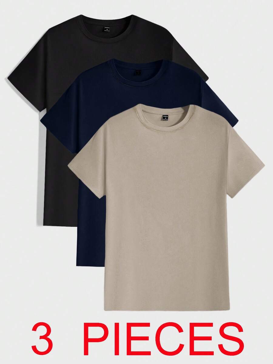 RueChic 100%Cotton Multi-Pack Touch Bodysuit Round Neck All-Match T-Shirt - Multicolor - View 1