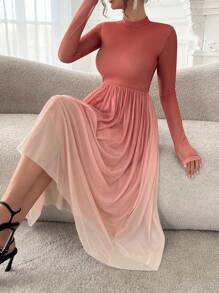 DAZY Tie-Dye Tie Dye Fitted Dress With Flared For Women Prom Dress Sundress,Casual Women Dresses,Fall Dress Long Sleeve Dress - Red - View 4