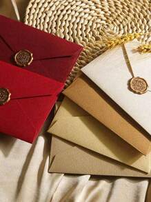 SHEIN 10 件装窗口信封和信件套装、DIY 工艺礼品包装袋、婚礼派对邀请卡封面、卡片、明信片、邀请函、蜡封信封、文具