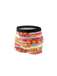 5pcs/Pack Boys Minimalist Fashion Food Elements Print Briefs