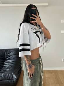 StreetHx 女士运动街头撞色数字图案运动衫