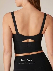 GLOWMODE FeatherFit™ Twist Back Sports Tank Top Low Impact Yoga Daily Gym Fall Winter - Black - View 8