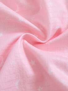 2pcs Baby Girls Star & Moon Pattern Short Sleeve Top And Pants Pajamas Set, Comfortable Home Outfit