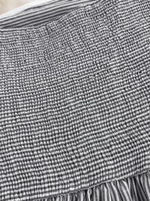 Girlism Váy ngắn chữ A cạp chun co giãn sọc đen trắng cho bé gái tuổi teen, trang phục đi biển thường ngày - Đen và trắng - Xem 7