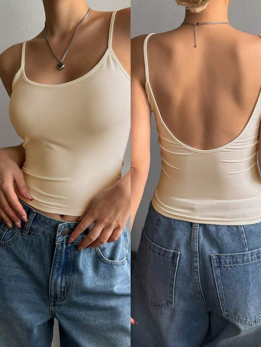 DAZY 女士休闲纯色紧身细肩带上衣，细肩带上衣