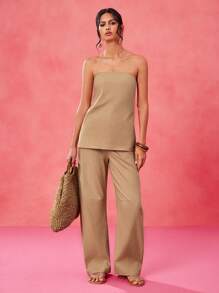 Charllene Santos Designer Khaki Solid Loose Cargo Casual Pants, Festival, Summer,For Women, Concert,Elegant,Business Casual, Western Wear,Streetwear