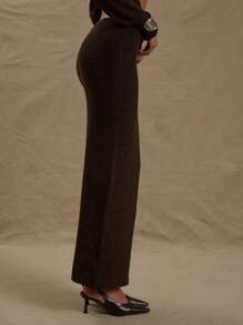 MUSERA 蓬松针织中腰修身长款毛衣裙，优雅春季性感可爱波西米亚风海滩度假时尚 - 棕色 - 查看 3