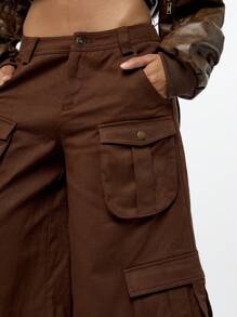 SUMWON WOMEN 实用工装裤裙短裤宽腿七分裤多口袋冒险街头时尚秋冬休闲裤