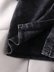 SHEIN 年轻男孩夏季休闲宽松黑色 2 件套 - 短袖衬衫和夹克，户外街头时尚风格 - 黑色 - 查看 8