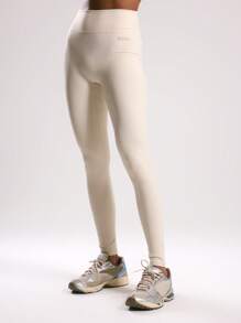 Musera Sport 高腰缝线细节修身Logo拼接运动紧身裤，适合板式网球、网球、匹克球、健身房、秋季瑜伽、普拉提、日常休闲穿着。