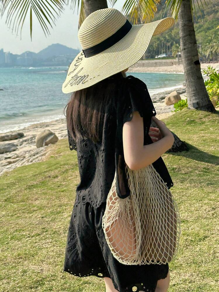 2pcs/Set Tween Girl Solid Color Splicing Front Button Short Sleeve Blouse & Skirt Set,Girls Summer Outfits,Back To School Clothes