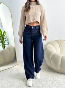 RueChic Women Front Button Pocket Simple Denim Jeans, Casual Everyday Wear