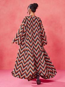 JIAN LASALA Women Casual Multicolor Long Sleeve All Over Print Kimono, Summer Vacation - Multicolor - View 4