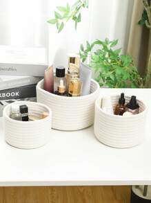 1pc Small Rope Storage Basket Handmade Small Item Storage Box Desktop Storage Basket Storage Basket Hand-Woven Storage Box Can Hold Keys, Wallets