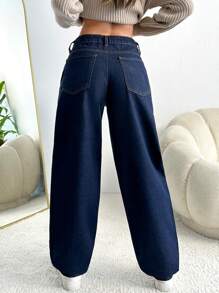 RueChic Women Front Button Pocket Simple Denim Jeans, Casual Everyday Wear
