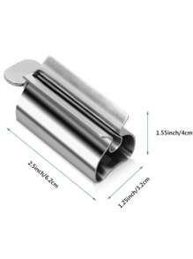1 Pc Stainless Steel Toothpaste Squeezer, Metal Toothpaste Tube Squeezer, Toothpaste Seat Holder Sta Home Bathroom Decor Summer - silver - View 5