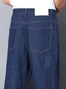 RivetRise Pantalones vaqueros rectos de hombre con bolsillo liso para uso diario