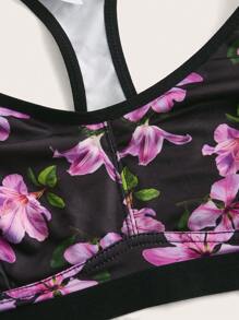 Maternity Floral Purple Print Front Closure Nursing Lingerie Bra
