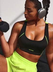 Powerista Damen einfarbiger Patchwork minimalistischer anliegender Sporttop - Minzgrün - Übersicht 5