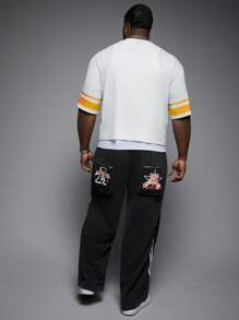 Manfinity VCAY Plus Size Men's Loose Fit Acid-Washed Knit Long Sweatpants - Multicolor - View 3