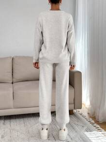 EURMUSE PULVOR ȘI PANTALON ȘI PANTALON ȘI PANTALON DE DOUĂ PIUCĂ CO-ORDINE COOL