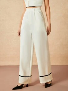 VALERIA GÓMEZ Designer White Wide Hem Lounge Pants Festival Outfits - White - View 3