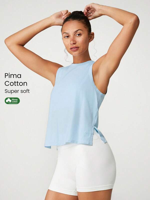 GLOWMODE Pima Cotton Reflective Slit Tank Top Gym Summer