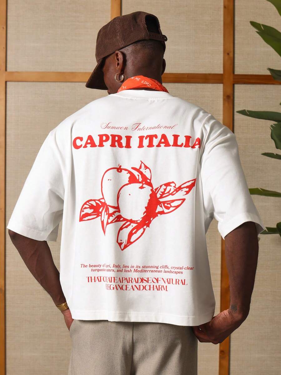 SUMWON T-shirt estiva retrò ispirata ai viaggi in Italia, souvenir di Capri, unisex, abbigliamento casual da strada, vacanze al mare, oversize, vacanza, festival, moda mediterranea