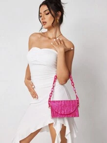 SHEIN SXY Women's Minimalist Handbag, Casual Daily Use Storage Bag - Red - View 8