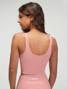 GLOWMODE FeatherFit™ U Back Cropped Active Tank Top Low Impact Yoga Daily - Baby Pink - View 3