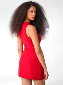 Athîral Vestido corto sin mangas de unicolor para mujer, uso casual y de moda sencilla para uso diario