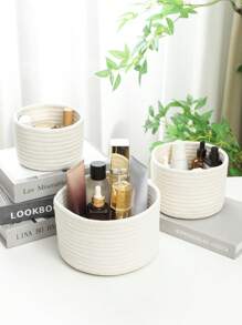 1pc Small Rope Storage Basket Handmade Small Item Storage Box Desktop Storage Basket Storage Basket Hand-Woven Storage Box Can Hold Keys, Wallets
