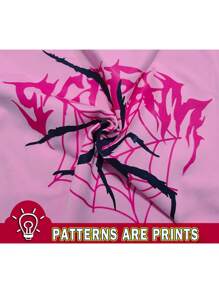 SHEIN EZwear Bộ 3 Áo thun nữ cổ tròn tay ngắn in hình nhện Halloween tối giản giản dị, bó sát, mùa hè/thu - Nhiều màu - Xem 8