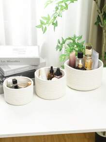 1pc Small Rope Storage Basket Handmade Small Item Storage Box Desktop Storage Basket Storage Basket Hand-Woven Storage Box Can Hold Keys, Wallets