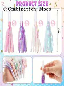 24pcs Party Blowers, Noise Makers Glitter Metallic Fringed Party Horns For Birthday Blow Horns Graduation Sporting Party Favors Supplies, Halloween Decor, Back To School, Supplies School, School Stuff