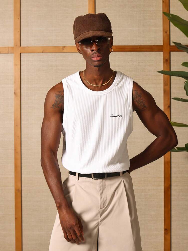 SUMWON Premium Ribbed Athletic Tank Top Summer Sleeveless Performance Workout Gym Training Sports Tank Top Athletic Wear Slim Fit Muscle Tank