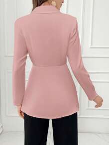 Modelyn Women Elegant Asymmetric Collar Rhinestone Decor Blazer Jacket