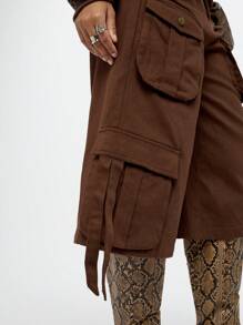 SUMWON WOMEN 实用工装裤裙短裤宽腿七分裤多口袋冒险街头时尚秋冬休闲裤