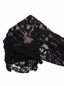 ROMWE Goth Leggings transparentes con cordones y lazos en estilo romántico, de encaje, con capas, para mujer, color negro, en estilo gótico y natural - Negro - Ver 7