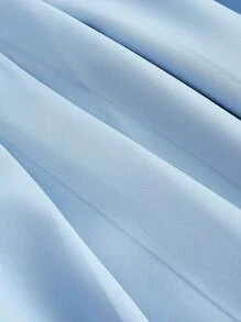 SHEIN MOD 泡泡袖 V 领蓝色休闲连衣裙，简约时尚，适合日常穿着 - 藍色 - 查看 8