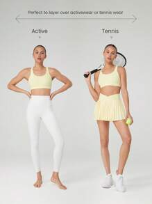 GLOWMODE FeatherFit™ Crossover Strap Sports Bra Gym Fall Winter - Yellow - View 7