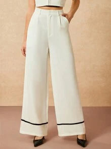 VALERIA GÓMEZ Designer White Wide Hem Lounge Pants Festival Outfits - White - View 6