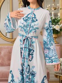 Seusyu Vestido Longo Estampado de Paisley Casual para Mulheres - Multicolorido - Visão 2
