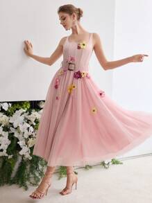 MOTF PREMIUM 女式无袖花卉装饰休闲连衣裙