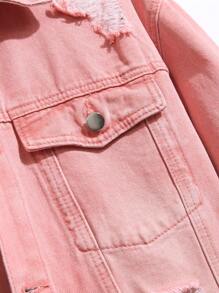 Manfinity Homme 男士休闲宽松牛仔夹克，简约时尚，适合日常穿着 - 粉色 - 查看 4