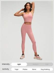 GLOWMODE FeatherFit™ U Back Cropped Active Tank Top Low Impact Yoga Daily - Baby Pink - View 7